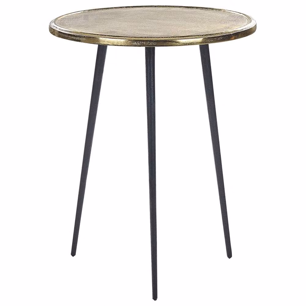 Wyld and Coco Round Metal Side Table with Gold Top and Black Legs, Diameter: 43 cm, Height: 43 cm – 2