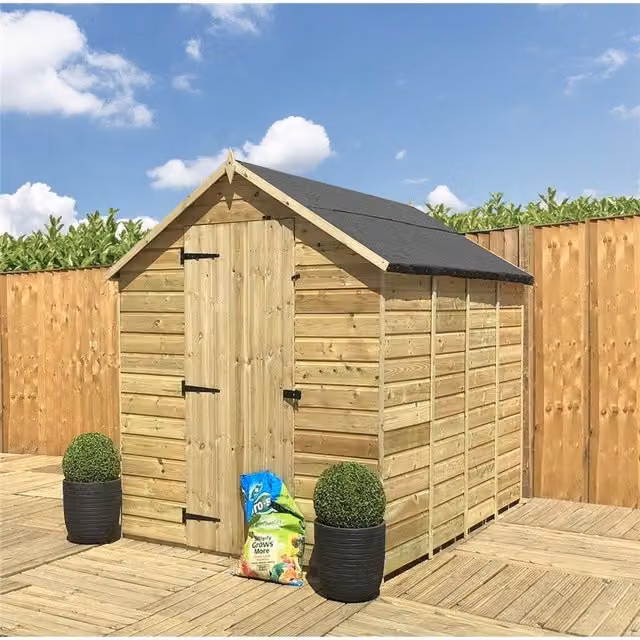 Marlborough Sand Pressure Treated Low Eaves Apex Garden Shed with Single Door