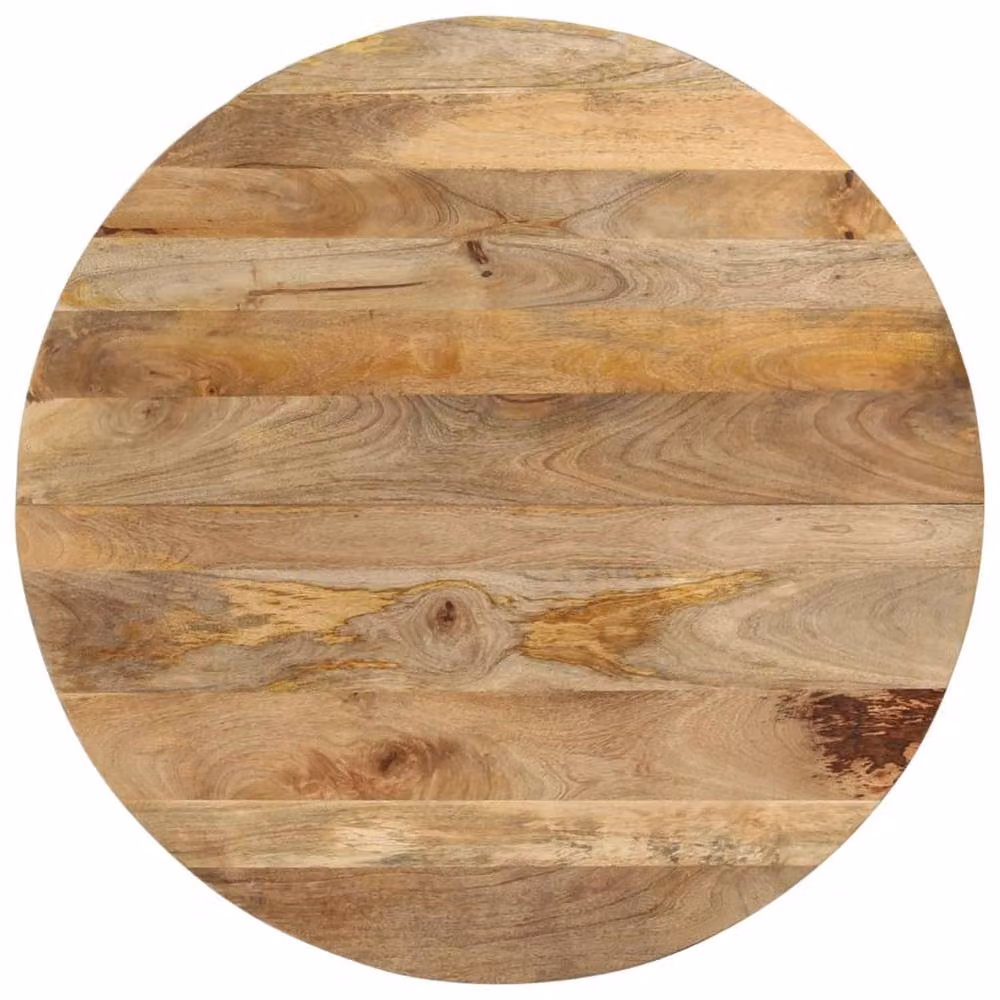 Berkfield Home Beautiful Round Solid Mango Wood Dining Table in Brown and Black, W: 110 cm, D: 75 cm, H: 75 cm – 3