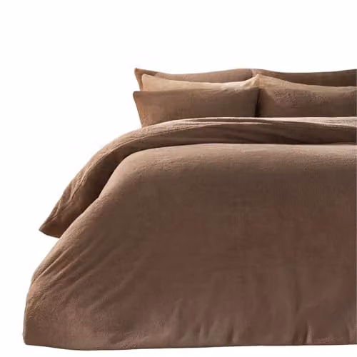 OHS Brown Teddy Fleece Duvet Cover and Pillowcase Set, King Size – 3