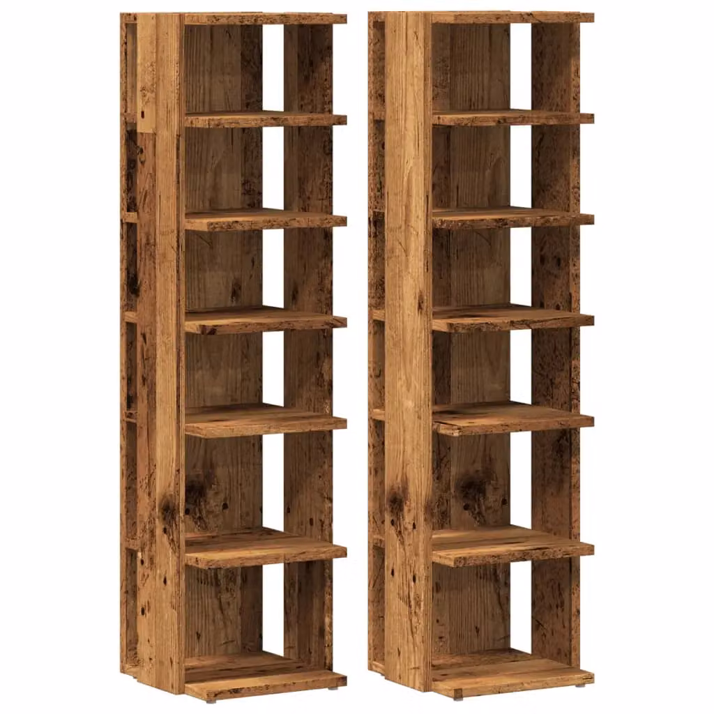 Berkfield Home Set of 2 Wall Mounted Shoe Cabinets in Brown Old Wood, W/D/H: 28 x 27 x 102 cm – 2