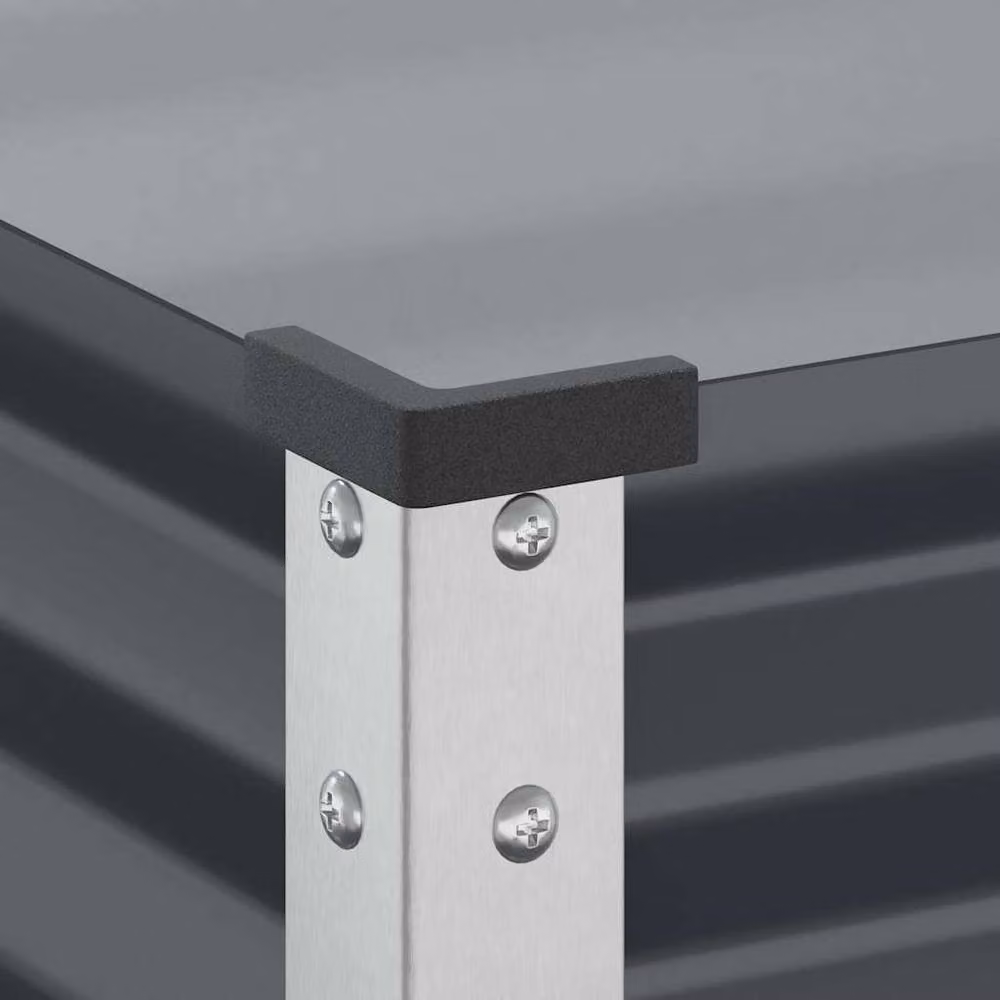 Berkfield Home Anthracite Steel Garden Planter in Dark Grey, W/D/H: 45 x 45 x 88 cm – 4