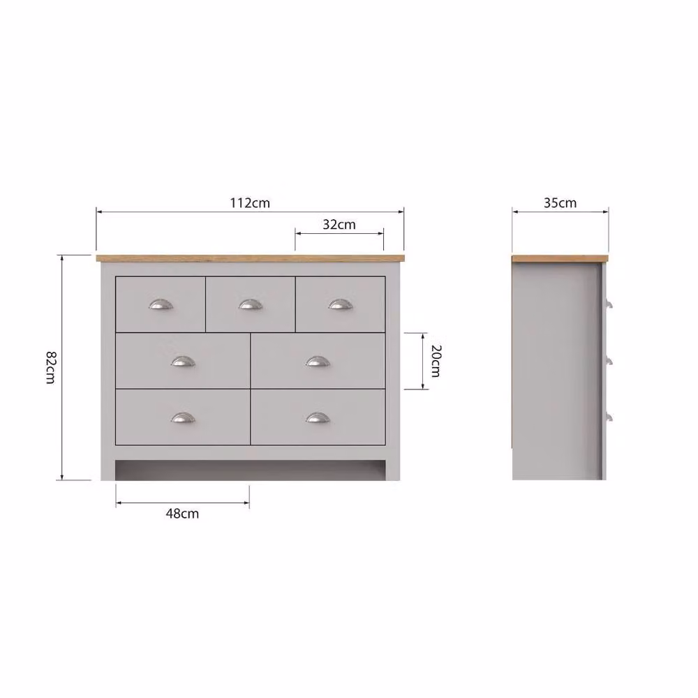 Timber Art Design Lisbon 7 Drawer Bedroom Chest of Drawers in Light Grey – 2