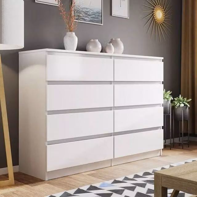 LUXURY LIFE Olivia Matt White 8 Drawer Chest of Drawers – 1