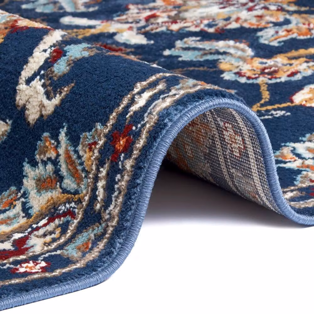 THE RUGS Caracci Orient Rug in Blue with Vintage Floral Design, W: 80 cm, L: 240 cm – 3