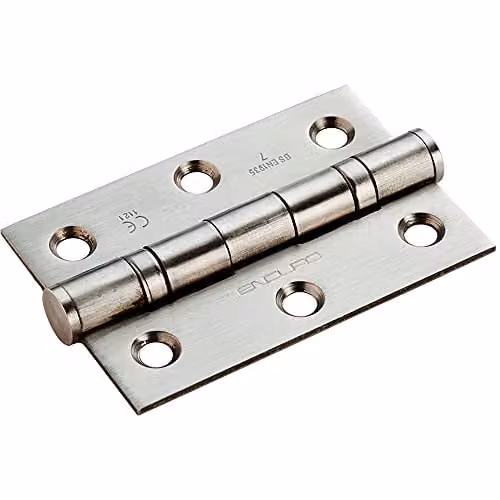 Loops Pair of 7 Ball Bearing Butt Hinges in Brushed Satin Stainless Steel, W/D/H: 76 x 51 x 2 mm
