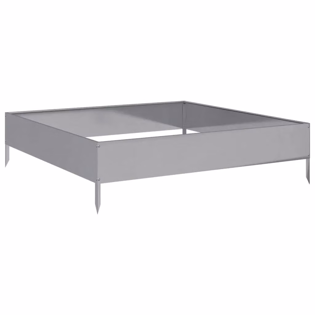 Berkfield Home Garden Galvanised Steel Raised Bed in Silver, W/D/H: 100 x 100 x 26 cm – 2