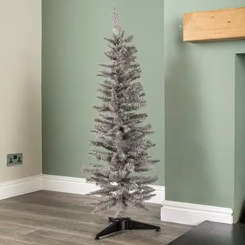 Samuel Alexander Grey Wrapped Pencil Pine Christmas Tree, Height: 120 cm, Width: 40 cm