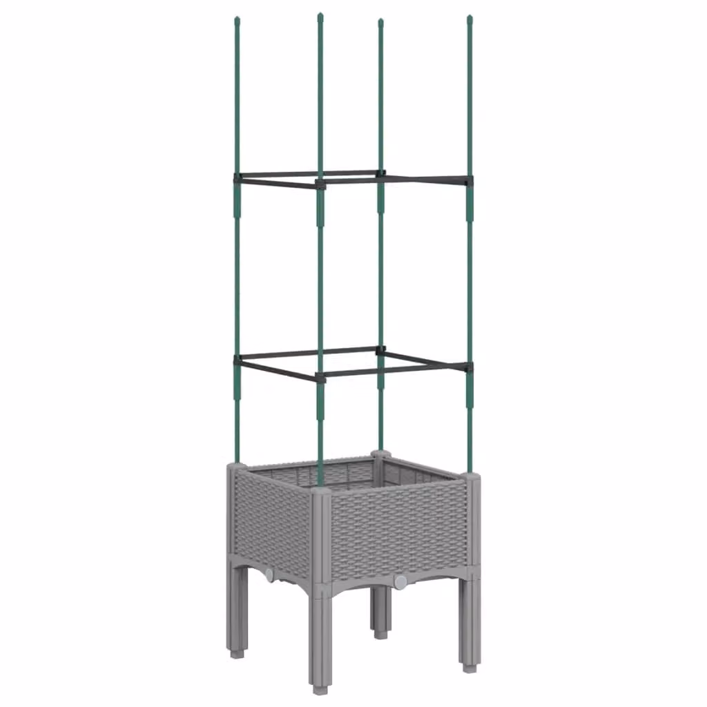 Berkfield Home Garden Planter with Trellis in Light Grey, W/D/H: 40 x 40 x 142.5 cm – 2