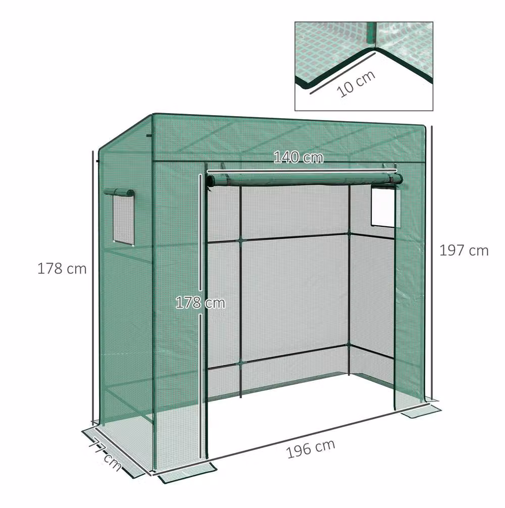 STILVORA Green Walk-In Greenhouse with Windows, W/D/H: 77 x 77 x 196 cm – 2