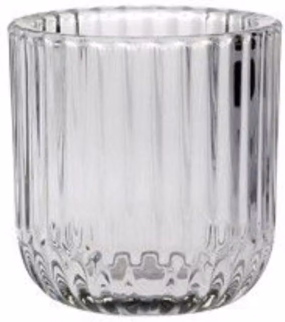 KDMD Darcie Striped Glass Tealight Holder, Transparent, 10 Pack