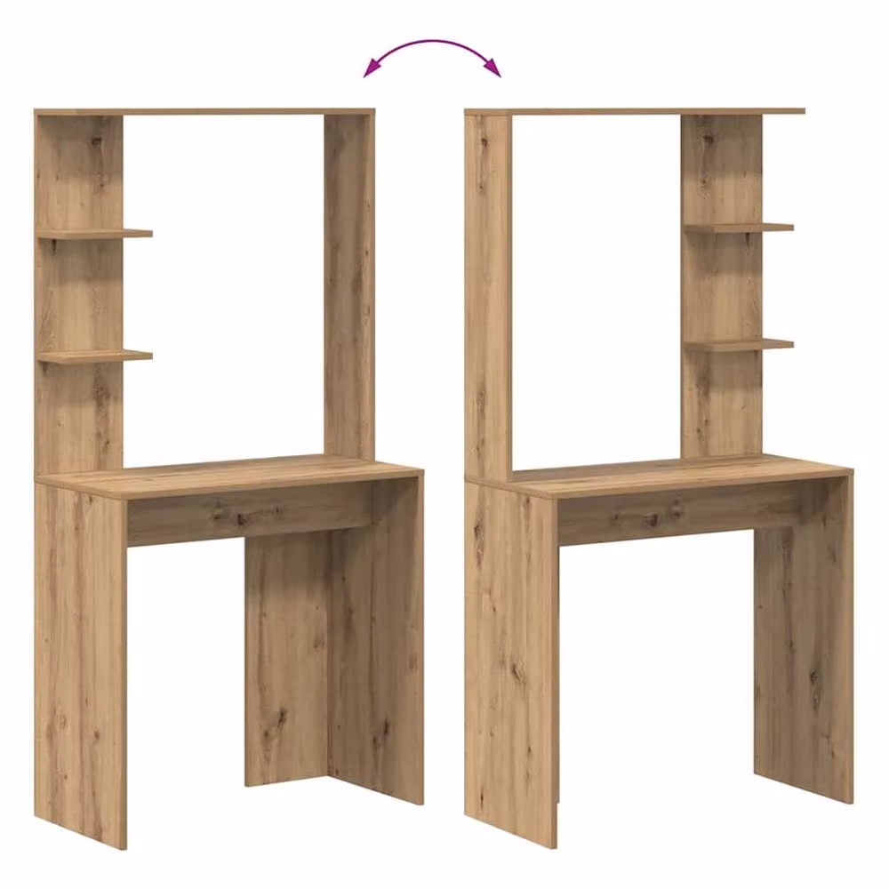 Berkfield Home Artisan Oak Writing Desk in Brown Engineered Wood – 5