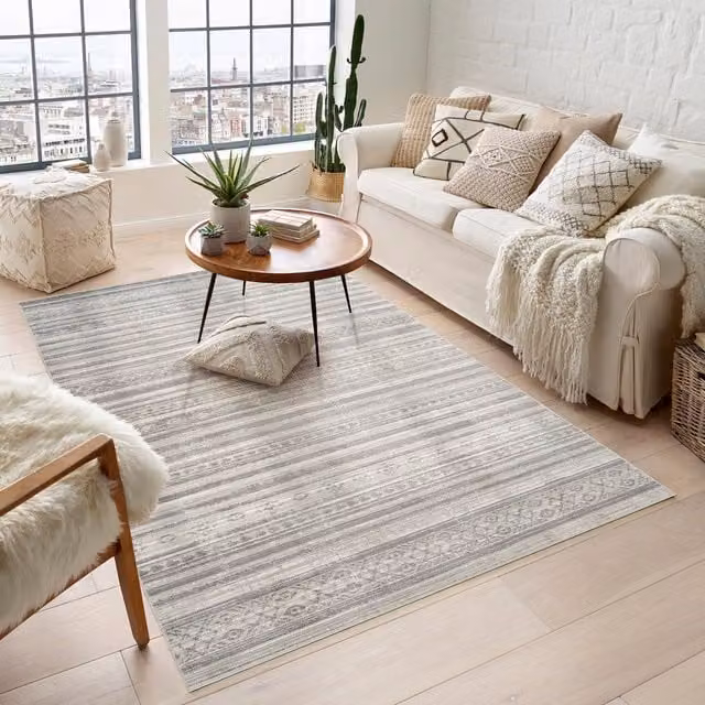 Desire Rugs Maia Grey Machine Woven Non Slip Washable Traditional Motif Area Rug for Living Room, Hallway or Bedroom, Width: 300 cm