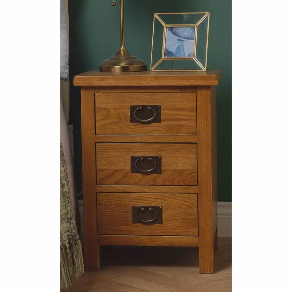 FORGEVIO Baysdale Rustic Oak 3 Drawer Bedside Cabinet in Brown – 2