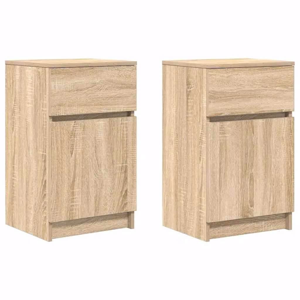 Berkfield Home Set of 2 Bedside Cabinets in Sonoma Oak, W/D/H: 39 x 35 x 65 cm – 2