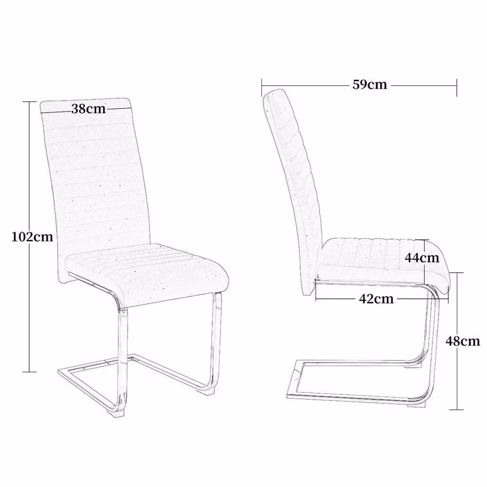 Hinsinc Set of 4 Dark Grey Velvet High Back Dining Chairs with Cantilever Metal Base – 2