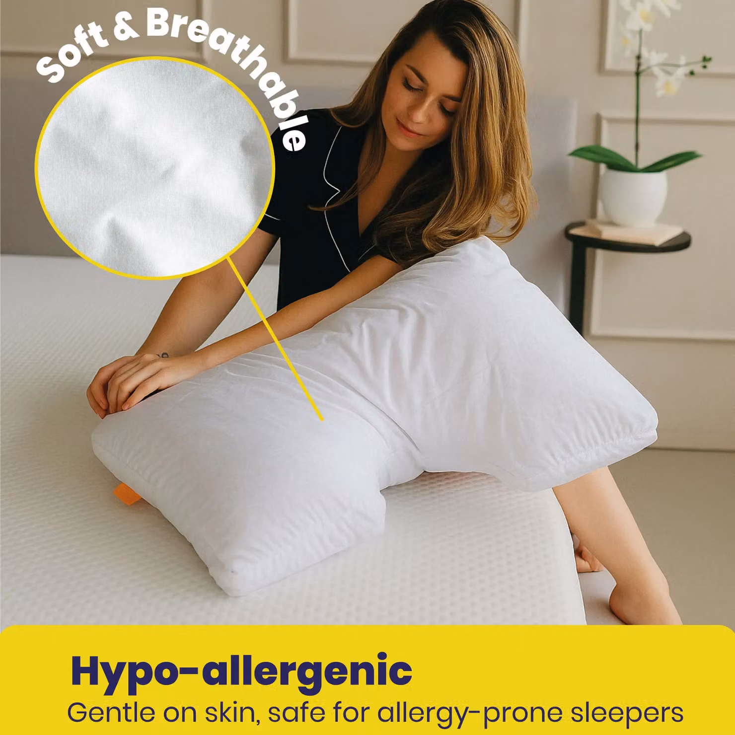 Brightr Sleep MoonHug Pillow Protector in White, Breathable and Antibacterial – 2