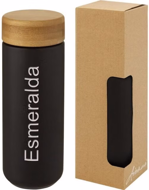 Avenue Lumi Bamboo Ceramic Tumbler, Solid Black, 300 ml