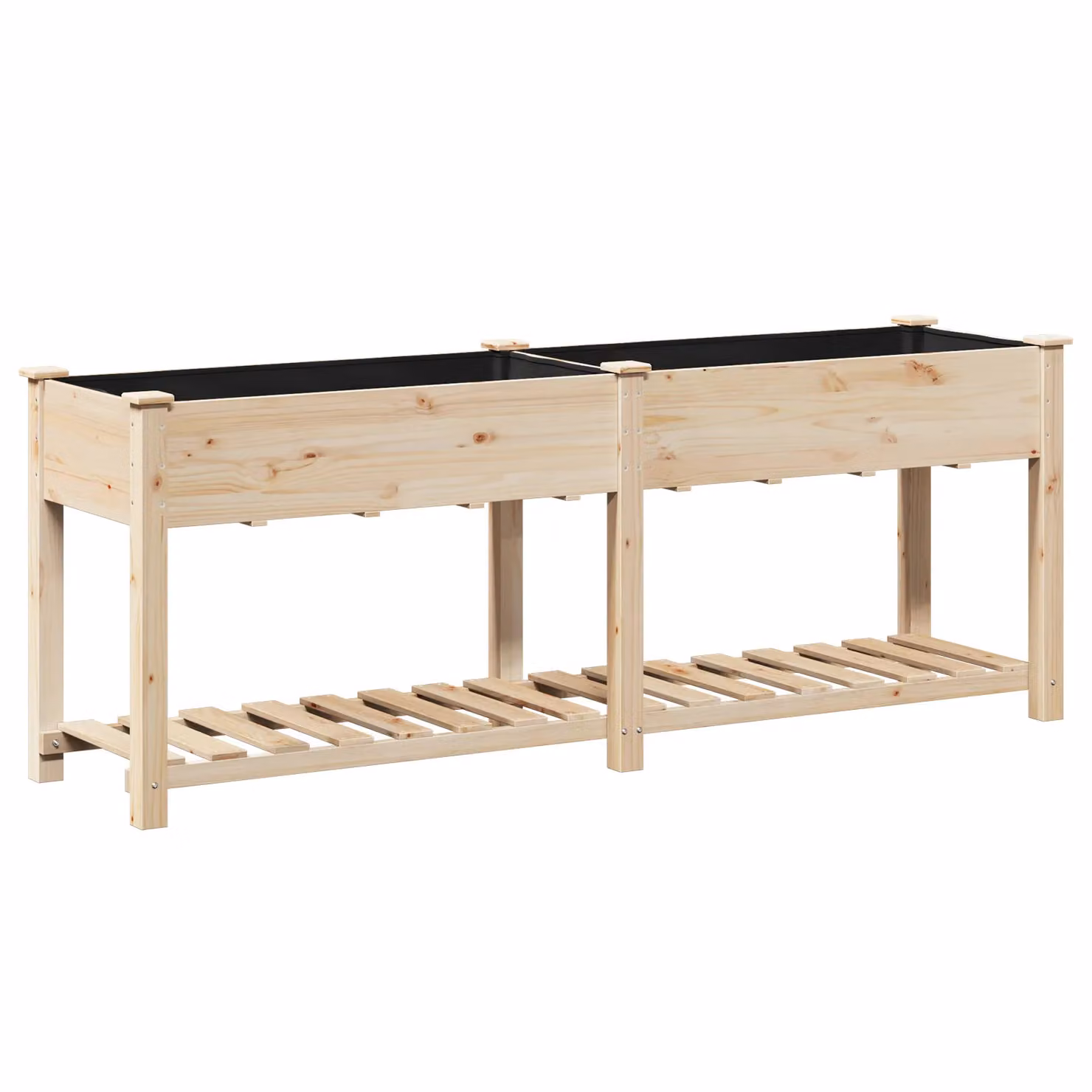 Berkfield Home Garden Planter with Shelf in Beige Solid Wood, W/D/H: 203 x 53 x 76 cm – 2