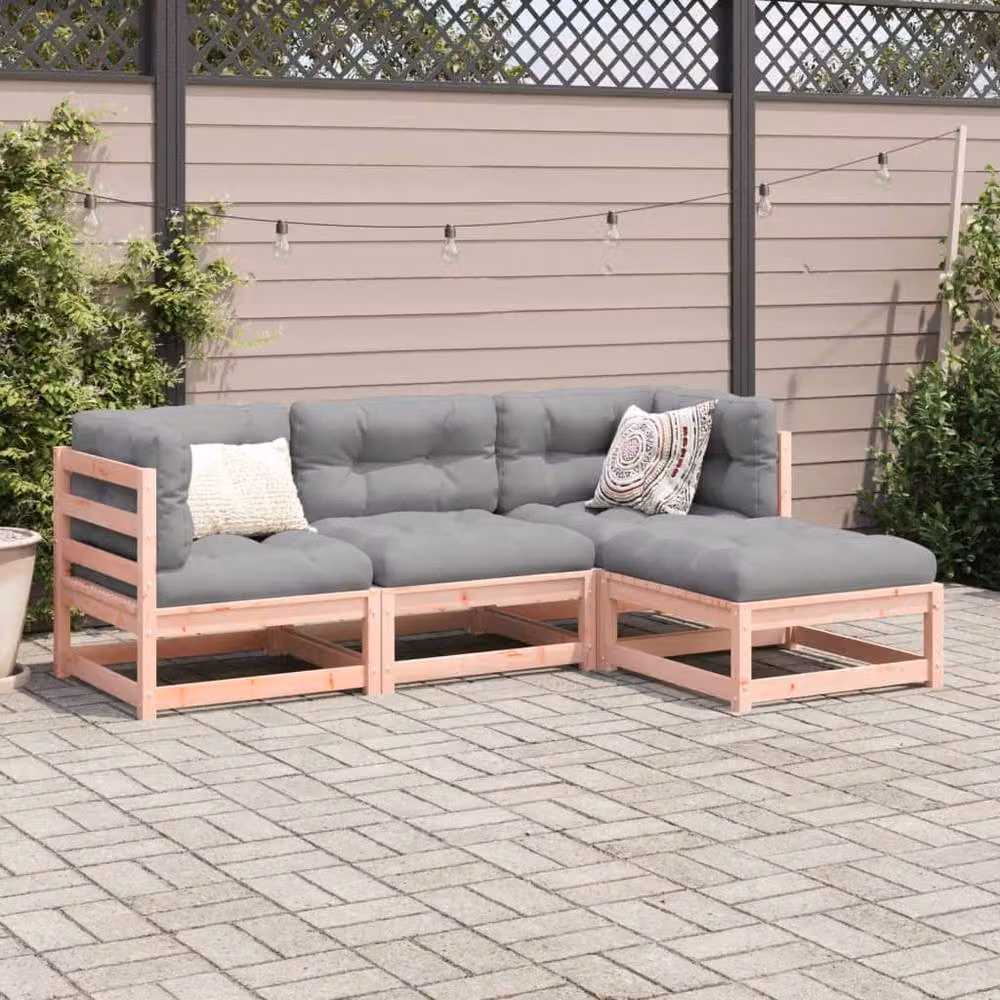 Berkfield Home 4 Piece Garden Sofa Set in Brown Solid Douglas Fir Wood – 2