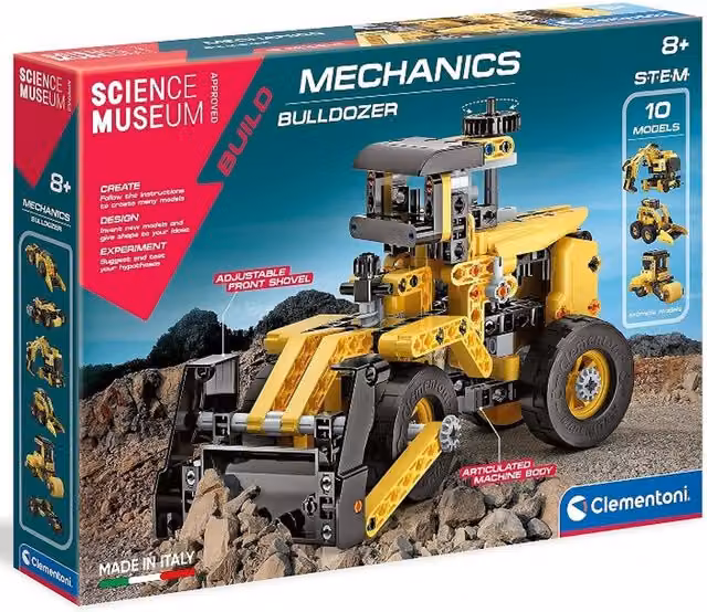 Clementoni Science Museum Mechanics Kit Bulldozer Building Set in Multicolour and Yellow