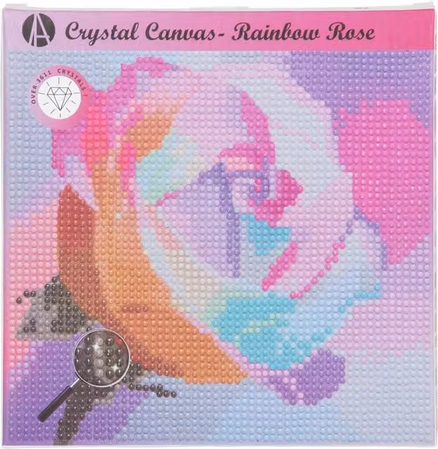 Crystal Creations Rainbow Rose Multicolour Canvas Kit