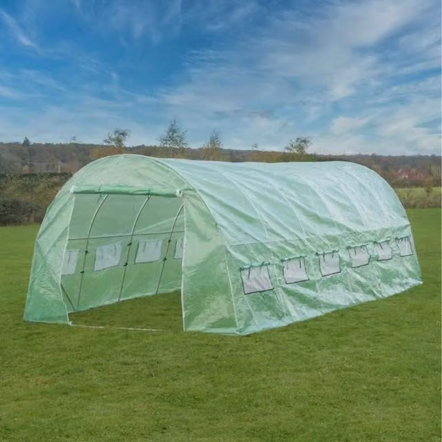 Primrose Green Freestanding Polytunnel with Galvanised Steel Frame and Plastic Cover for Vegetable, Herb and Ornamental Gardens