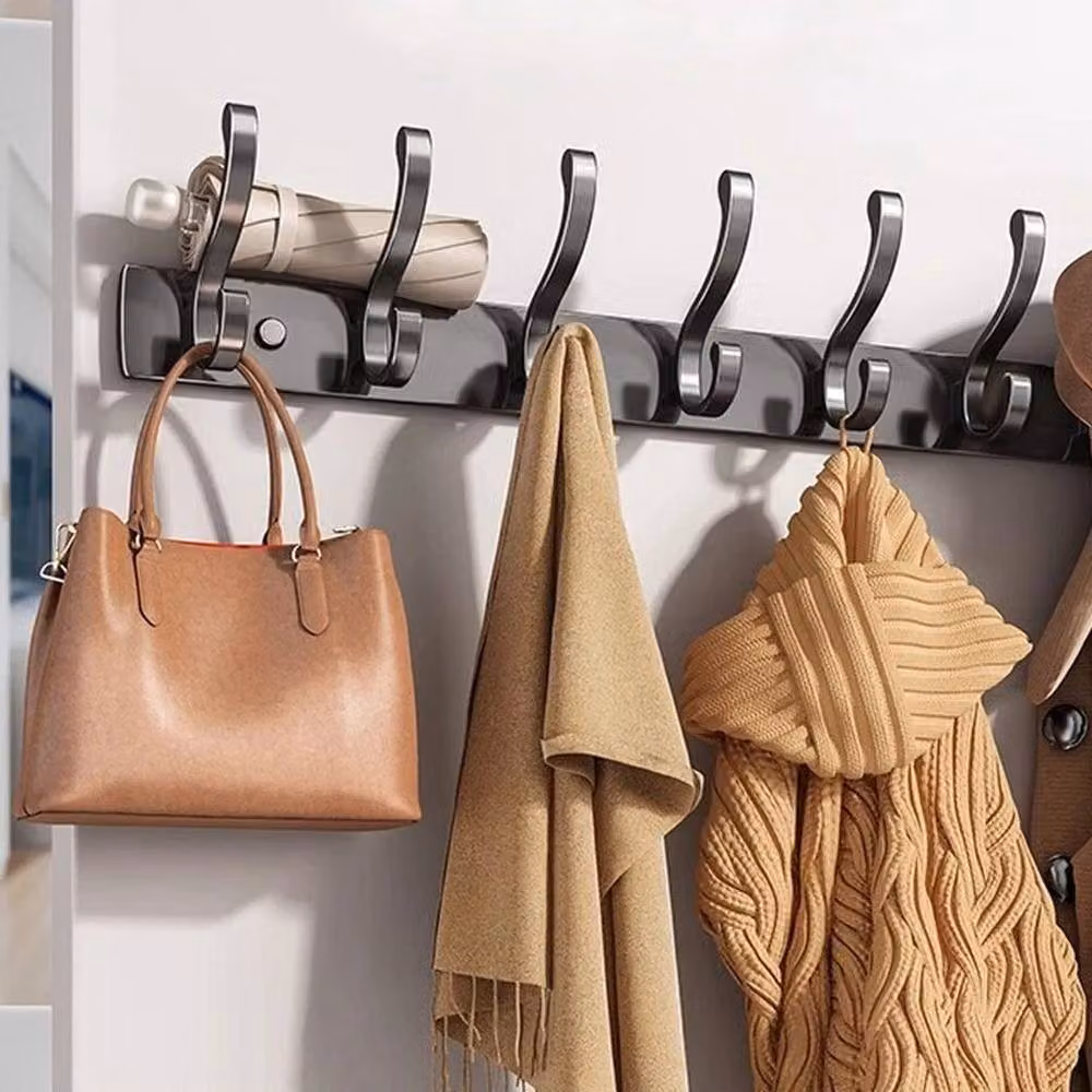 PAWNORA Wall Mounted Coat Hook Strip with 12 Hooks in Matt Grey – 3
