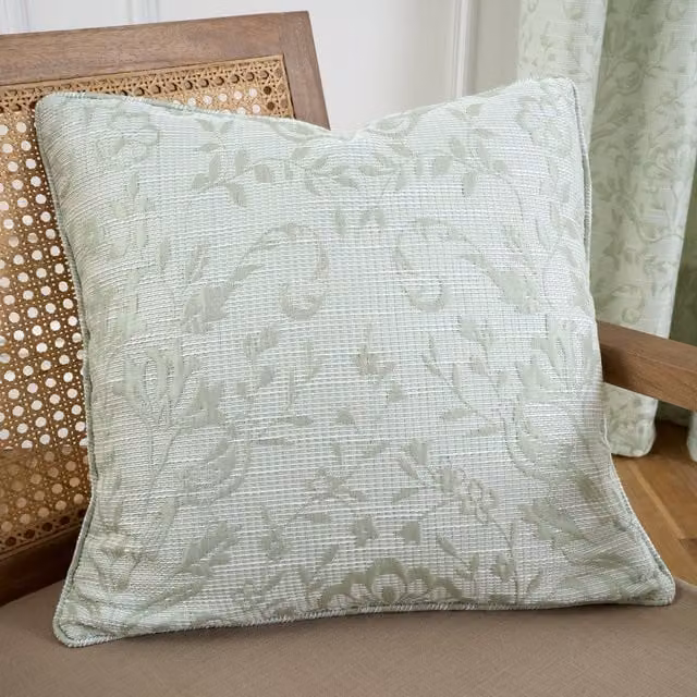 Curtina Marple Woven Jacquard Filled Cushion, Sage Green, W/D/H: 43 x 43 x 43 cm