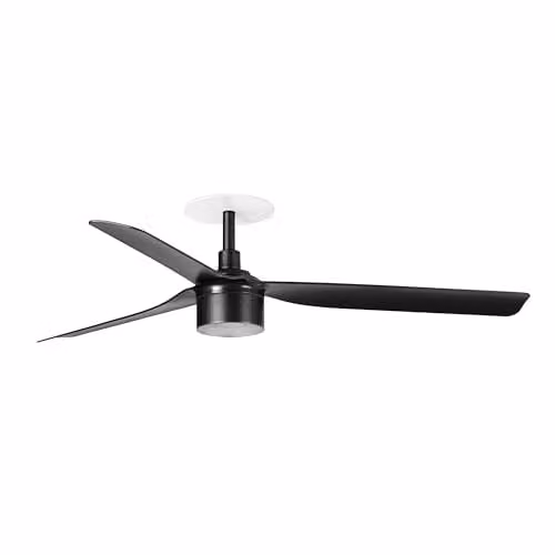 Netlighting Punt Recessed TEK LED Ceiling Fan, Matt Black, 132 cm