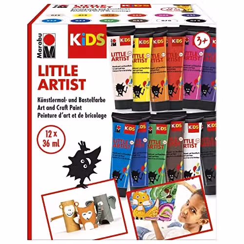 Marabu KiDS Little Artist Multicolour Water-based Washable Childrens Painting and Craft Paint, 12 x 36 ml – 3