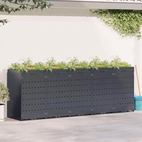 vidaXL Wheelie Bin Storage for 5 Bins, Anthracite, W: 340 cm, D: 77.5 cm, H: 121.5 cm – 2