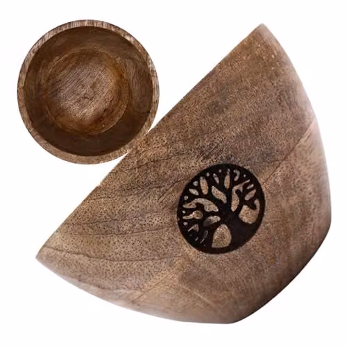 KDMD Tree of Life Wooden Smudge and Ritual Offerings Bowl, Brown, W: 11 cm, D: 7 cm, H: 7 cm