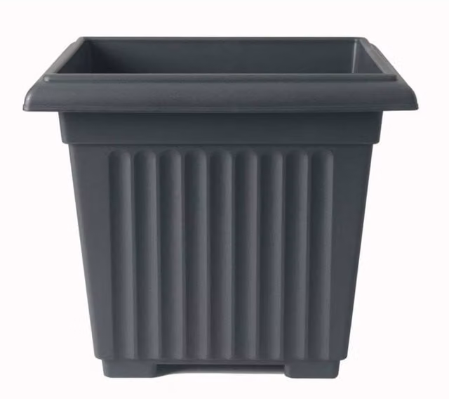 KDMD Stewart Corinthian Square Planter, Black, W: 40 cm, D: 40 cm