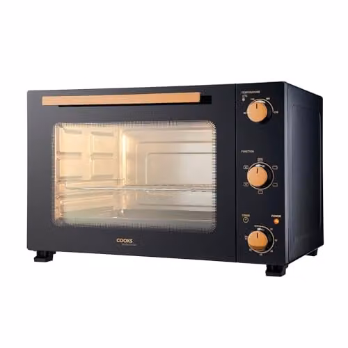 Cooks Professional Mini Portable Electric Countertop Oven with Steam Assist and Timer, Black and Copper, 48L