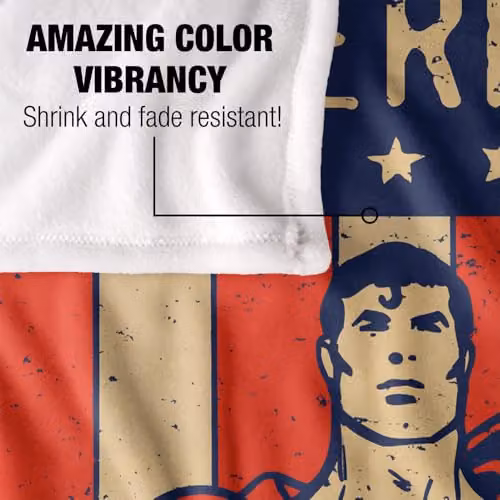 Warner Bros. DC Retro Liberty Superman Super Soft Silky Touch Fleece Throw Blanket, Multicolour, W: 127.0 cm, H: 152.4 cm – 3