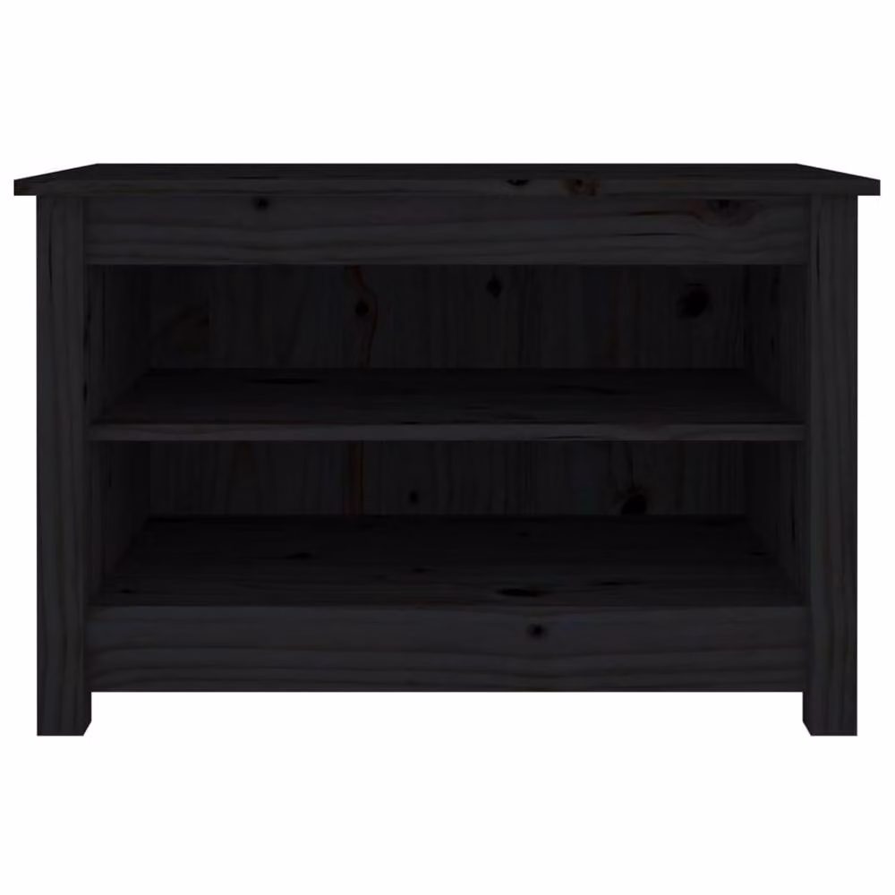 Berkfield Home Black Solid Pine Wood Shoe Bench W/D/H: 70 x 38 x 45.5 cm – 3