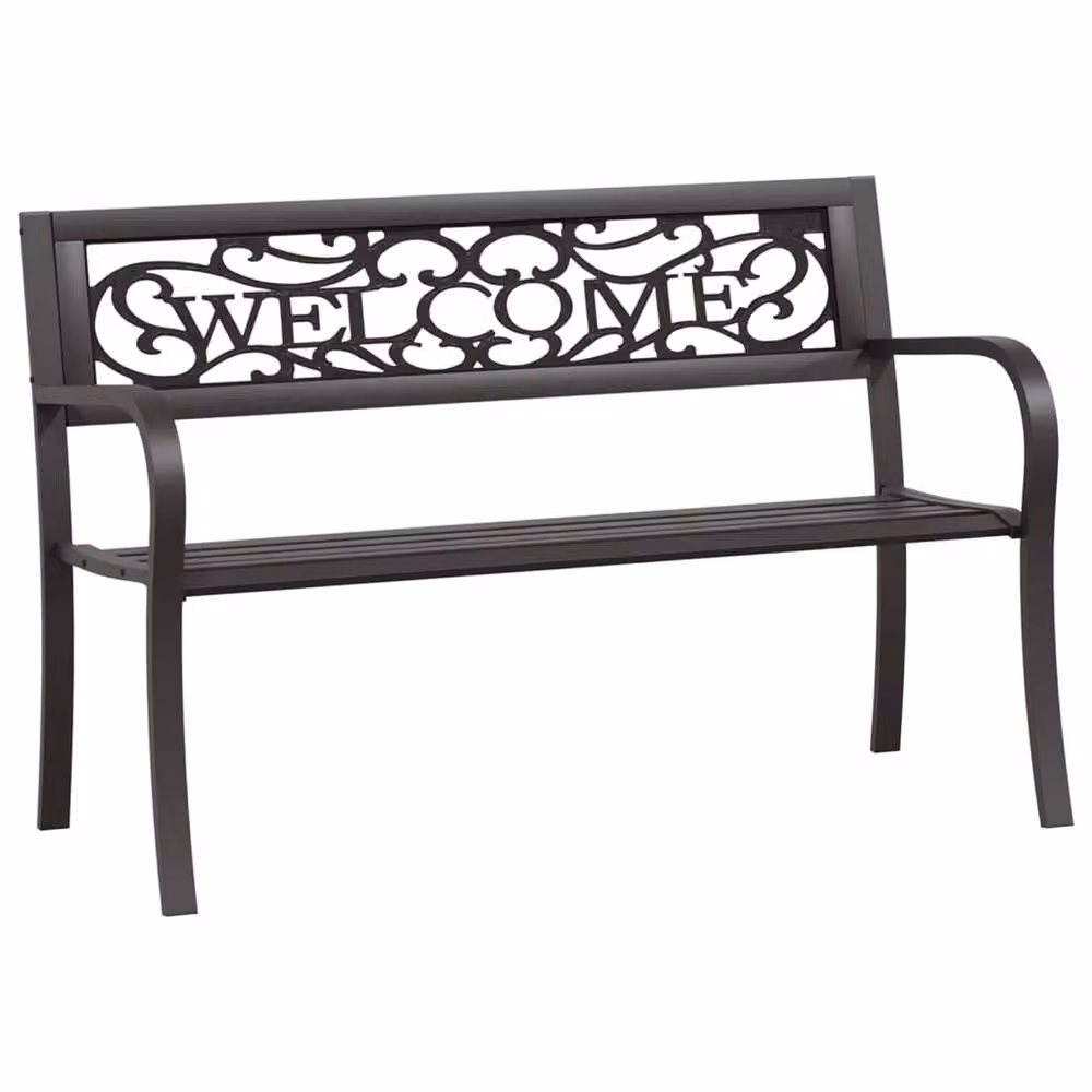 Berkfield Home Durable Garden Bench in Black Steel, W: 125 cm, H: 77 cm, D: 53 cm – 3