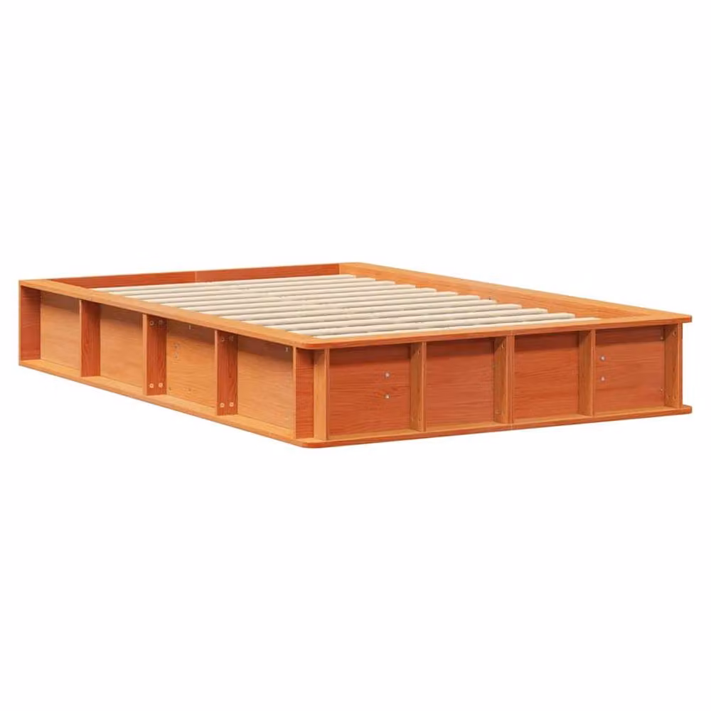 Berkfield Home Solid Pine Wood Bed Frame with Lift Up Storage, Waxed Brown, W: 140 cm, L: 200 cm – 2