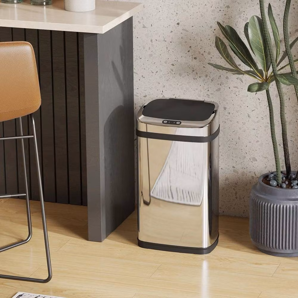 KORVIXA Stainless Steel Sensor Kitchen Bin in Silver – 3