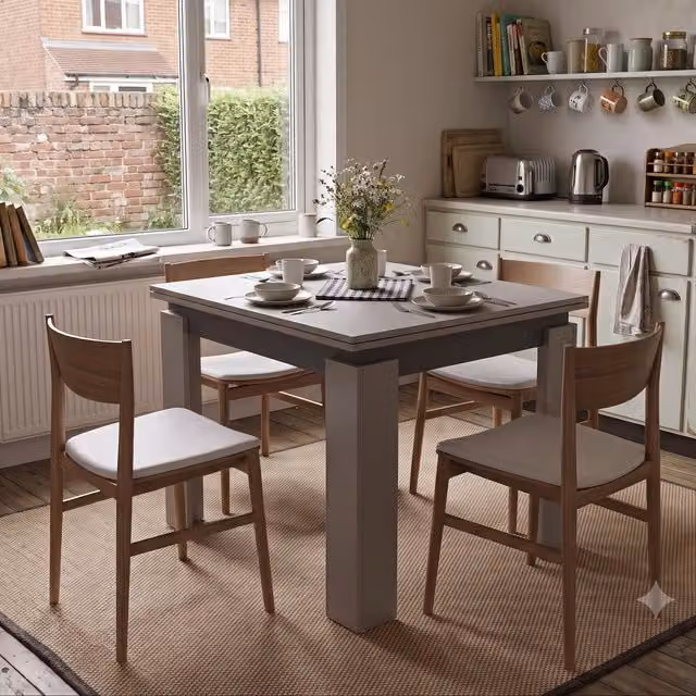 Shefa Line Family Extendable Rectangular Dining Table in Grey and Anthracite