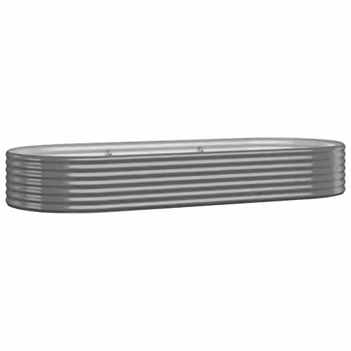 vidaXL Galvanised Steel Garden Raised Bed, Grey, W: 249 cm, D: 100 cm, H: 36 cm – 1