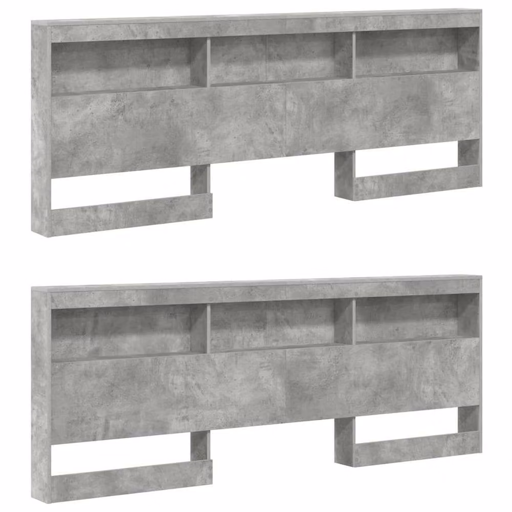 Berkfield Home Storage Headboard in Concrete Grey, Engineered Wood, Width: 200 cm – 3