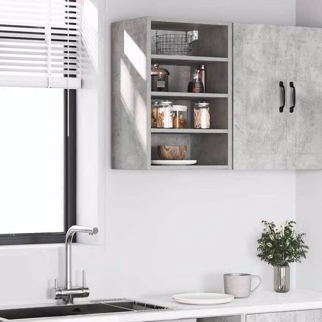 Berkfield Home Wall Mounted Hanging Kitchen Cabinet in Grey, W/D/H: 40 x 29.5 x 60 cm – 1