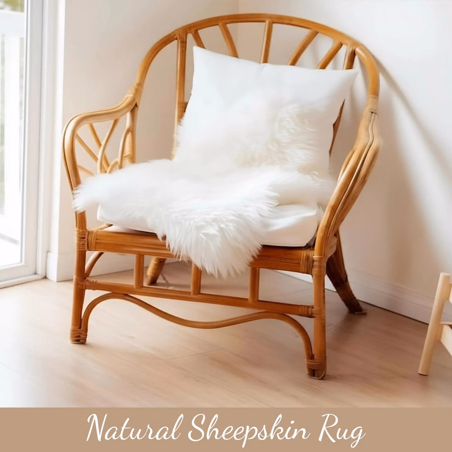 Infinity Leather Genuine Sheepskin Natural Soft Fluffy Real Wool Rug in White, W: 90 cm, D: 60 cm – 3