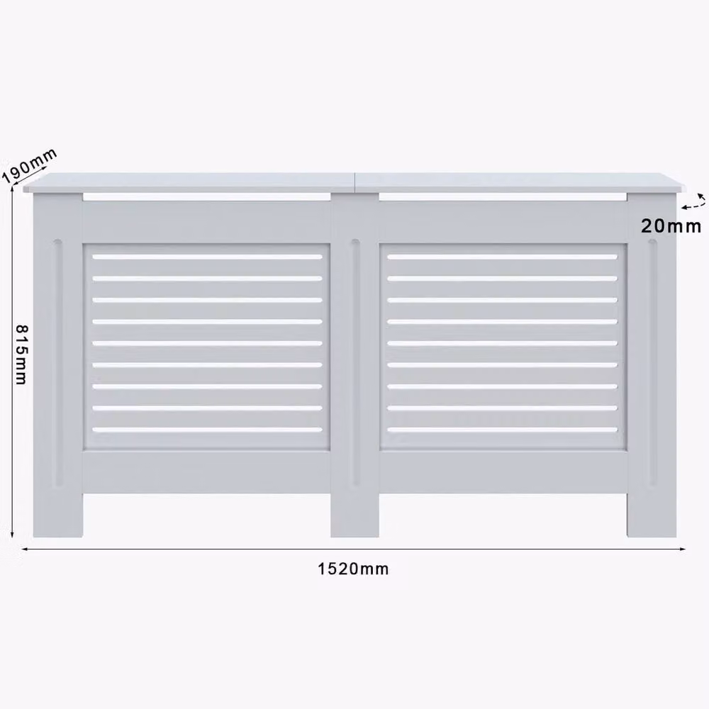 Nordara White MDF Wood Radiator Cover Cabinet with Horizontal Grill Shelf – 2