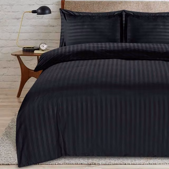 Casabella Black Striped Duvet Cover and Pillowcase Set, 200 x 200 cm