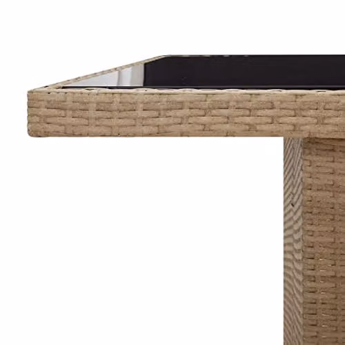 vidaXL Beige Poly Rattan Garden Table with Tempered Glass Top, W: 240 cm, D: 90 cm, H: 75 cm – 3