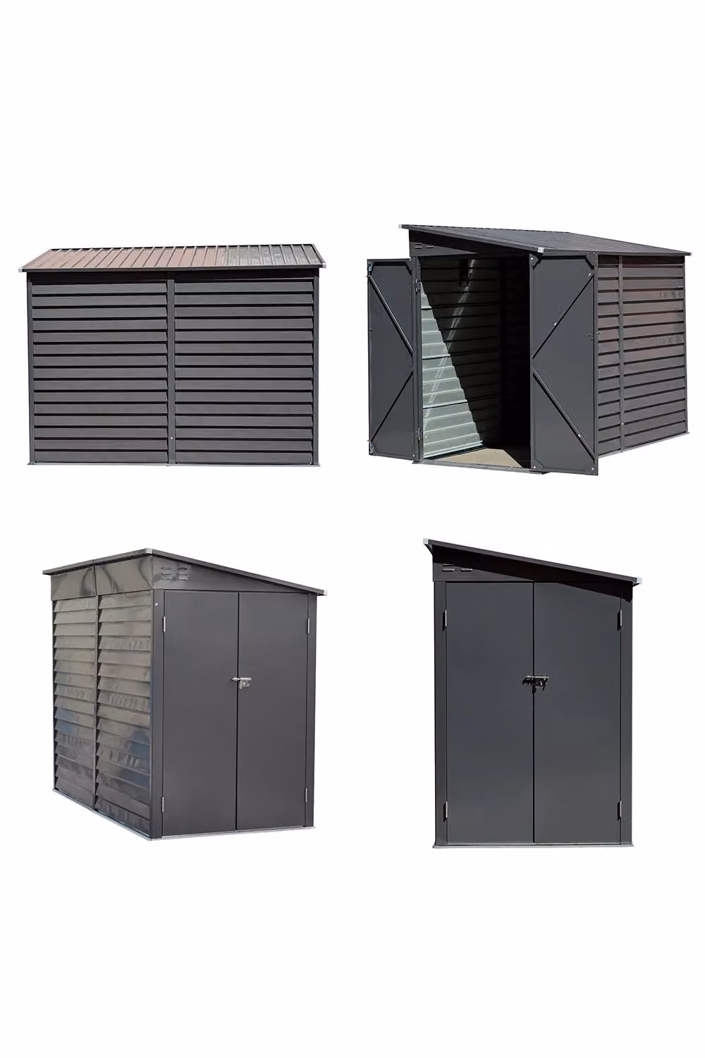 H&O Direct Grey Steel Outdoor Tool Storage Shed, W/D/H: 270 x 202 x 144 cm – 2