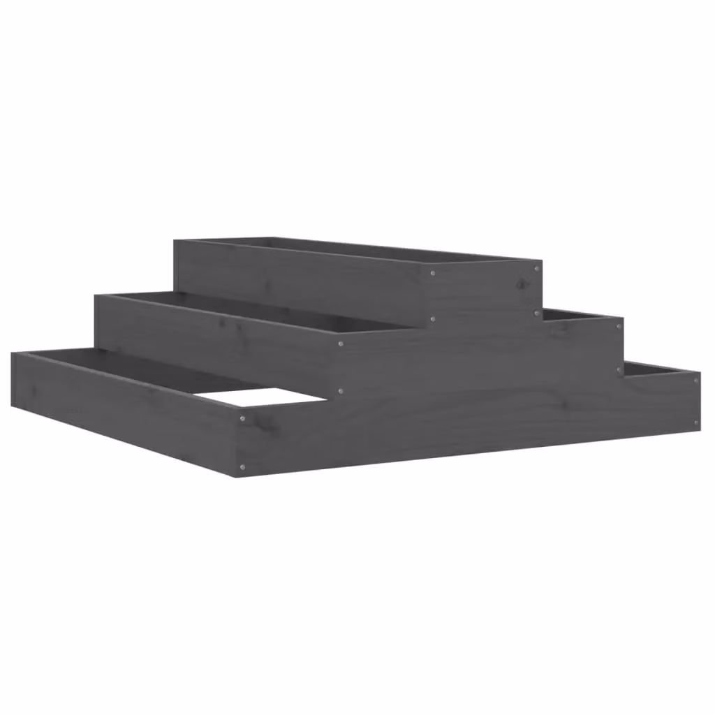 Berkfield Home Grey Wooden Raised Bed Planter, W/D/H: 80 x 80 x 27 cm – 2